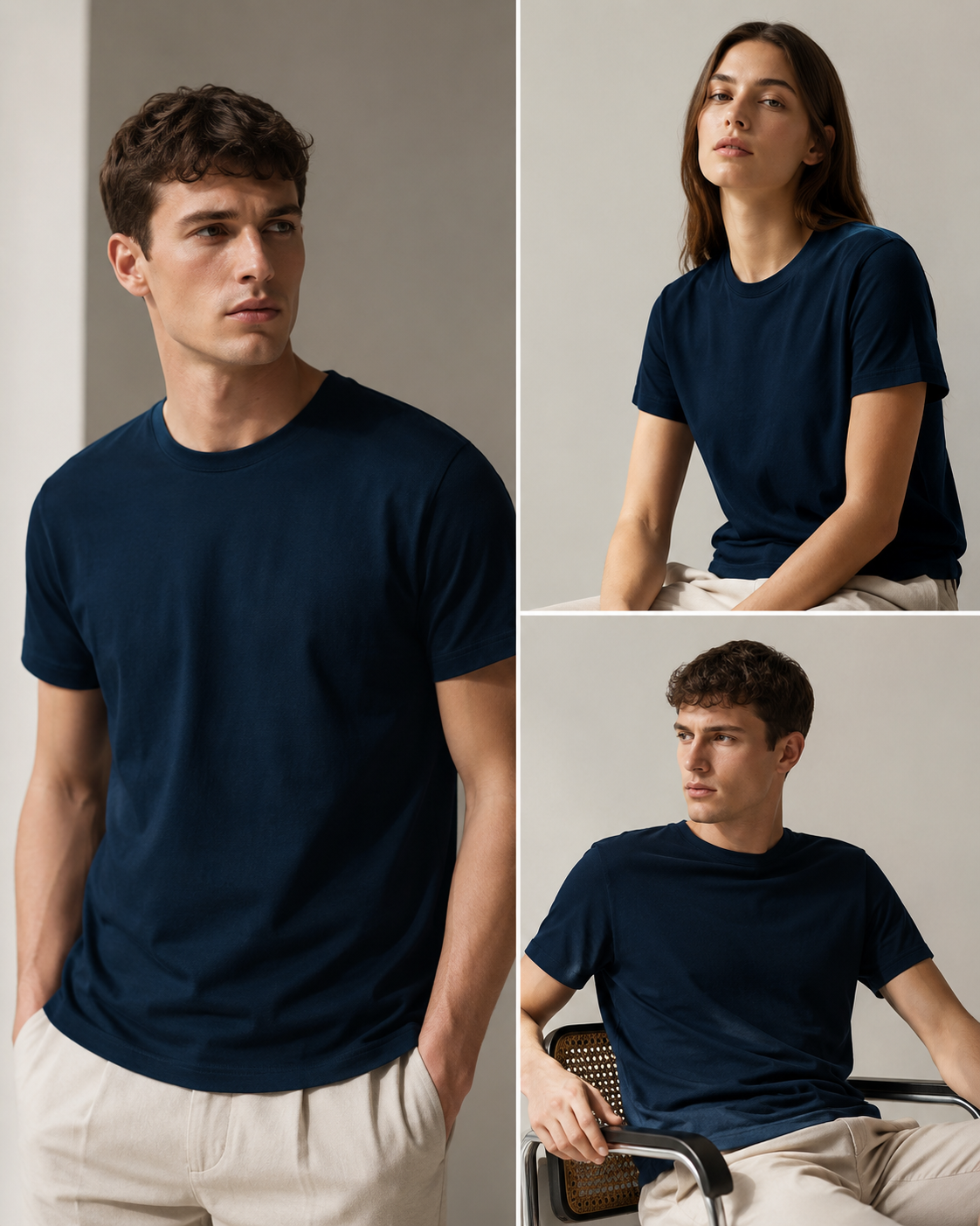 Navy Blue Half Sleeve Round Neck T-Shirt