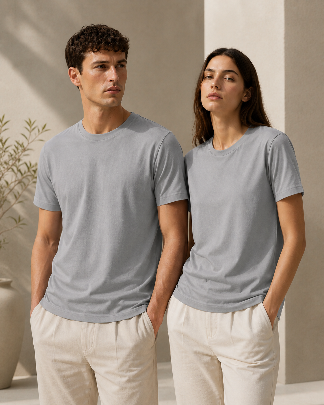 Grey Half Sleeve Round Neck T-Shirt
