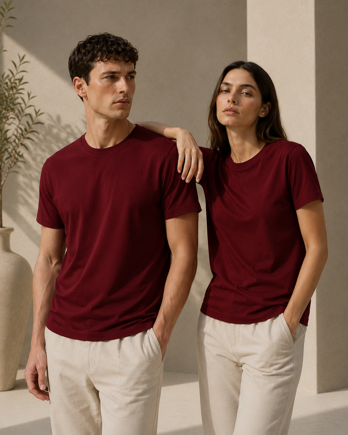 Maroon Half Sleeve Round Neck T-Shirt
