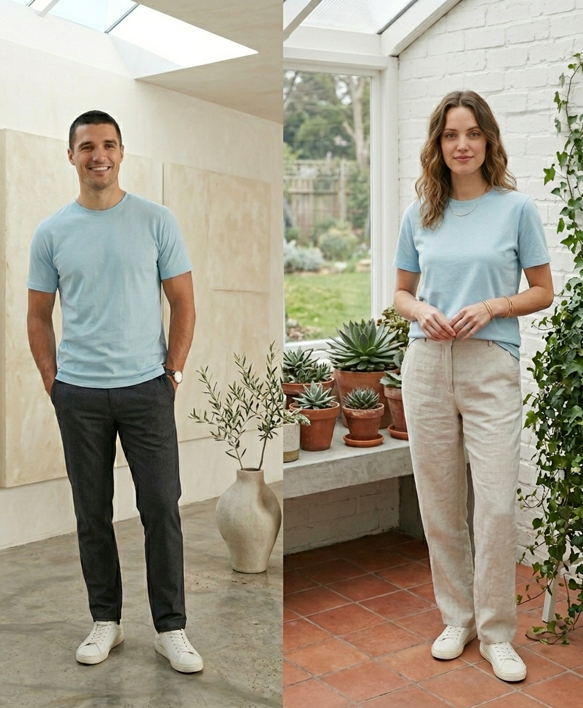 Surf Blue Half Sleeve Round Neck T-Shirt