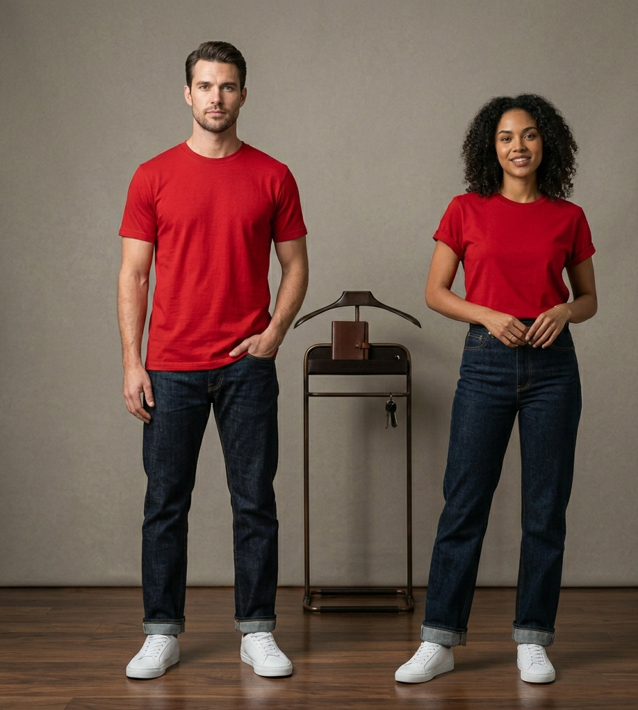 Red Half Sleeve Round Neck T-Shirt