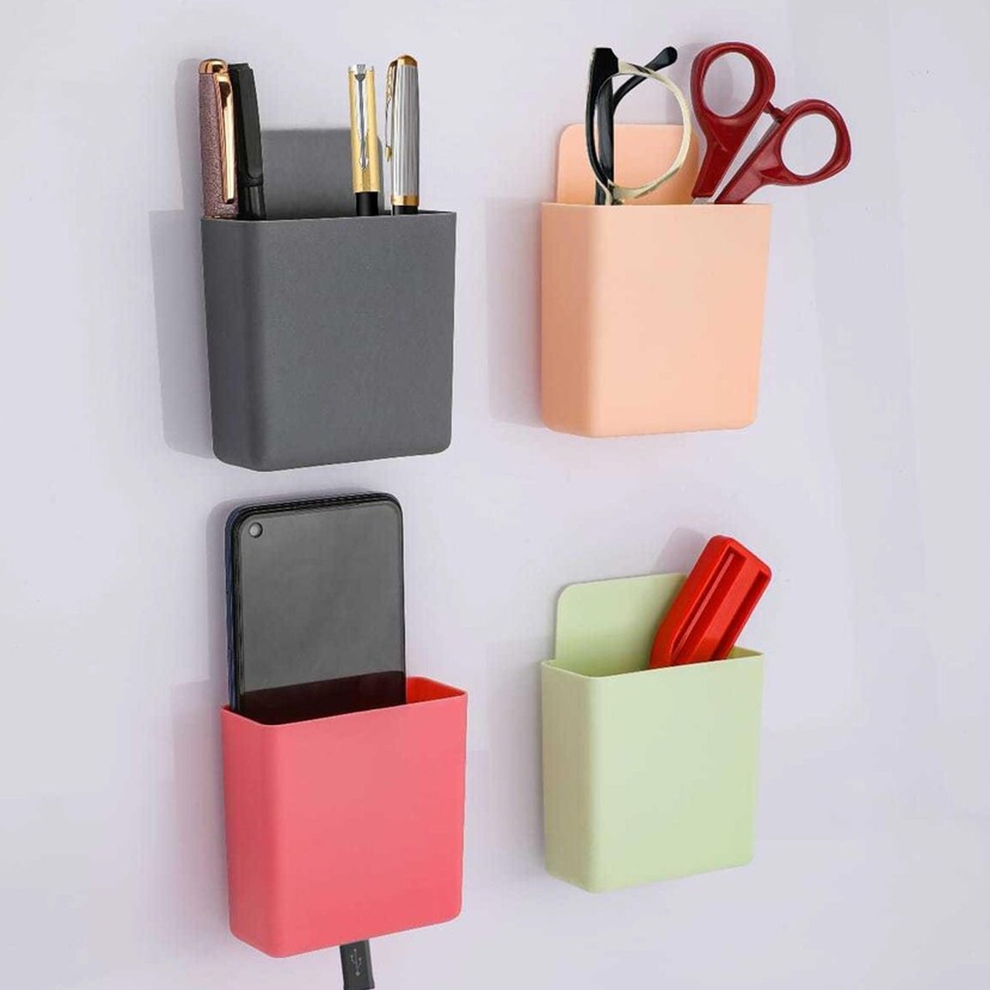 Multipurpose Plastic Wall Mounted Remote  Mobile Holder Stand  (Pack Of 4)