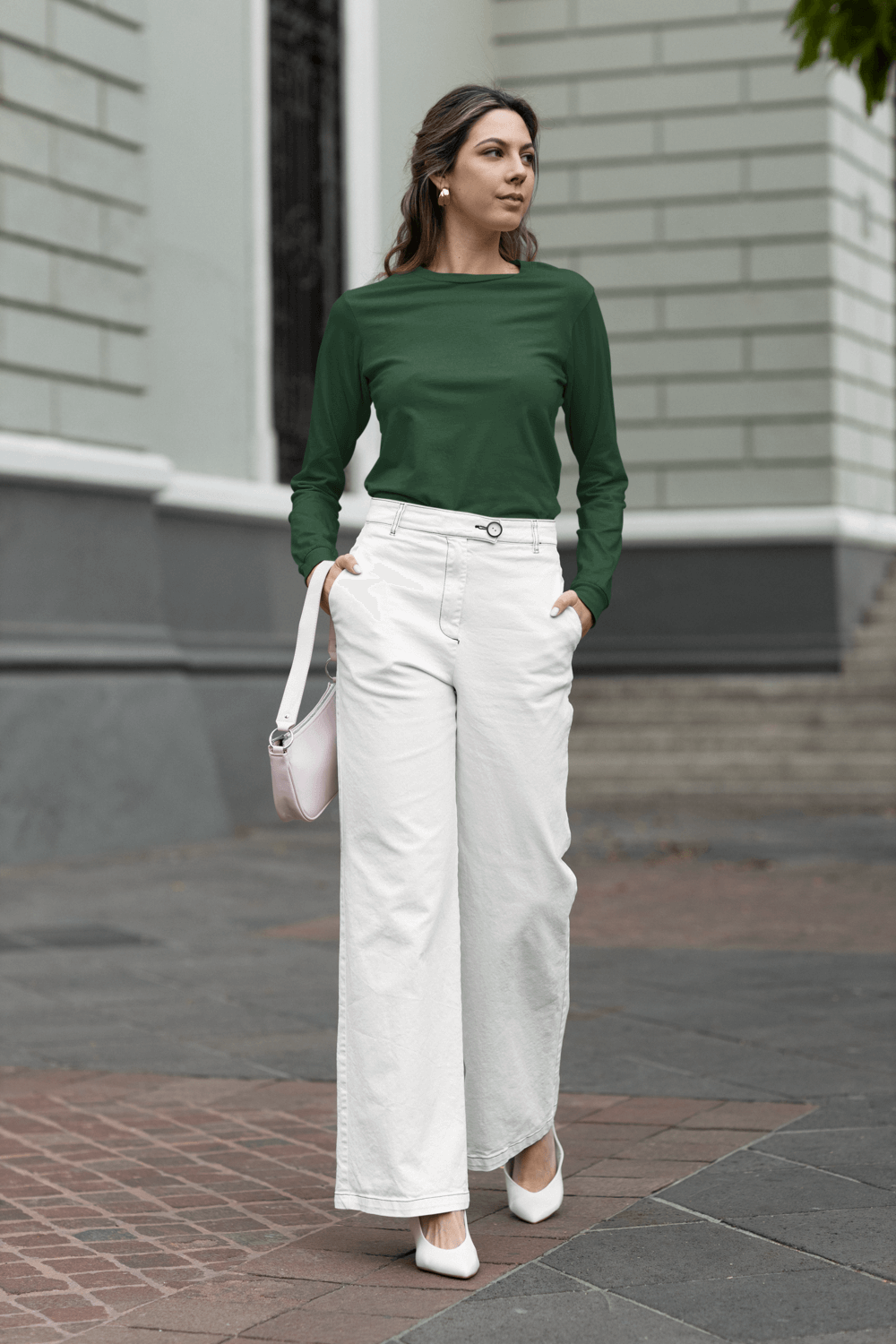 Olive Green Full Sleeve Round Neck T-Shirt