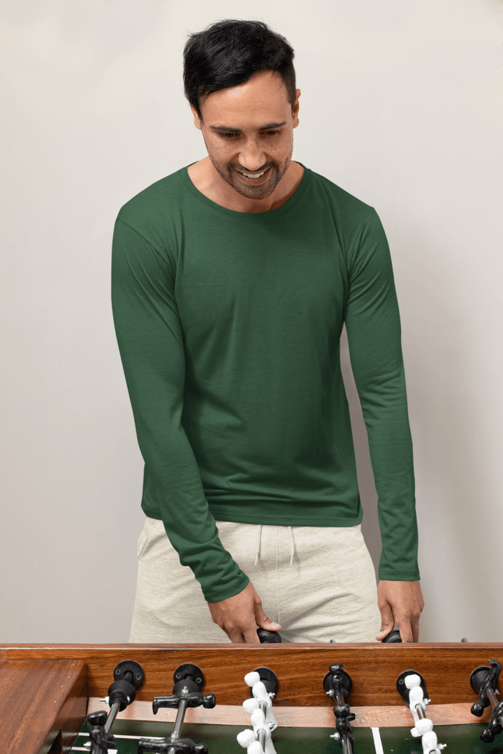 Olive Green Full Sleeve Round Neck T-Shirt
