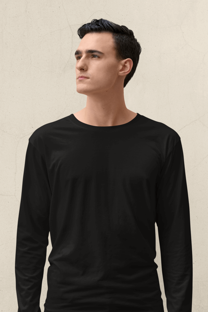 Black Full Sleeve Round Neck T-Shirt